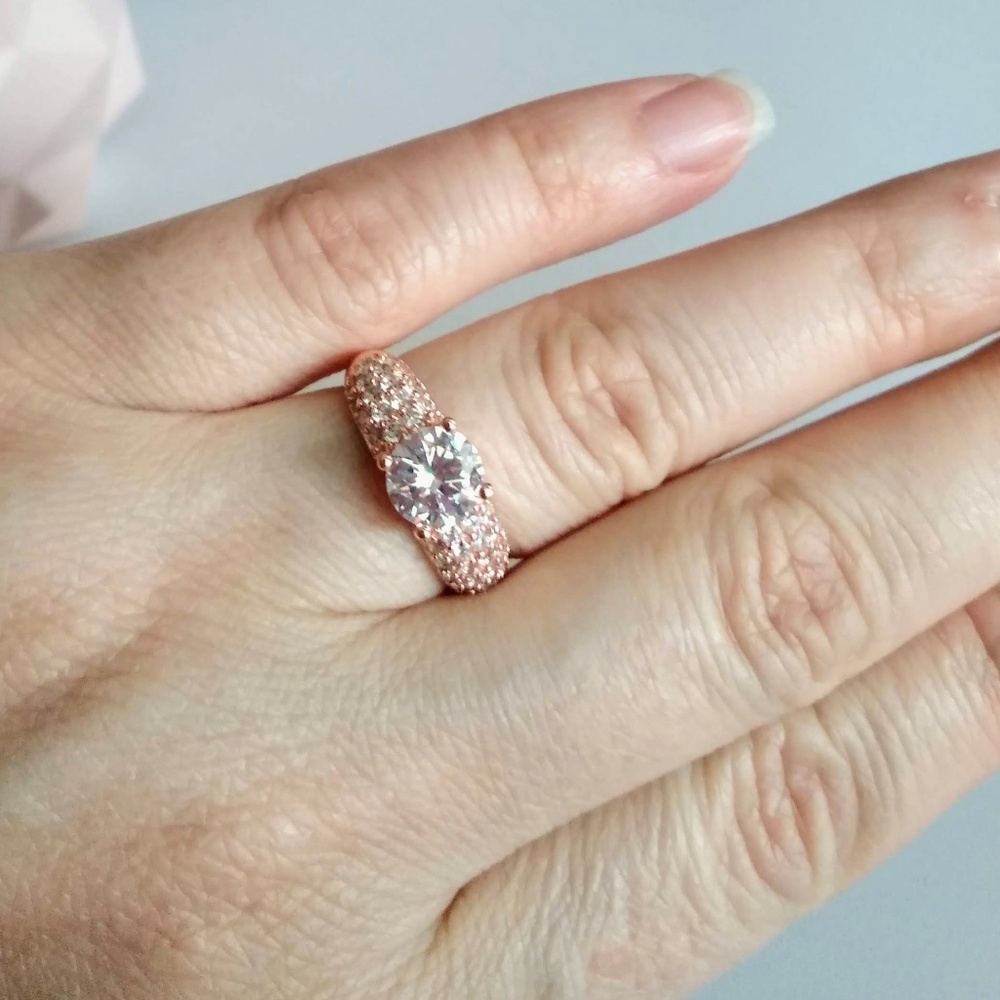 New Rose Gold Engagement Ring .925 Sterling Silver